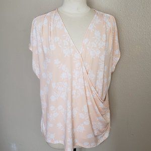 Liz Claiborne Women's Peach Floral Short Sleeve Top Size XL